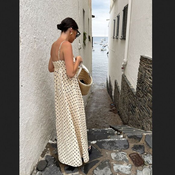 Commense Small Ivory Black Diamond Print Maxi Dress Vacation Summer Coastal NEW - Picture 3 of 3